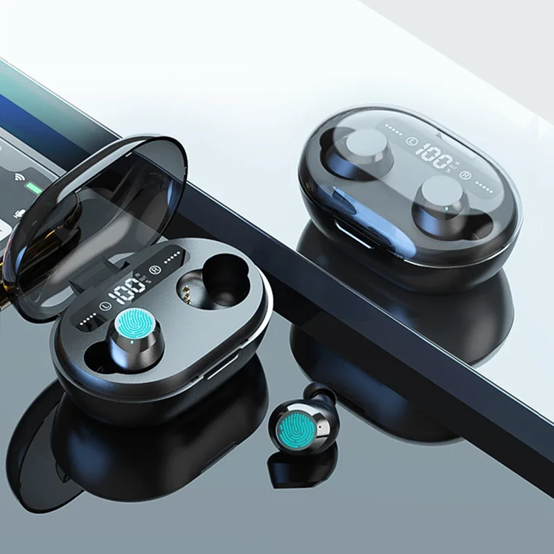 TWS 5 0 Bluetooth наушники 3D стерео беспроводные с двойным микрофоном светодиодный цифровой внешний аккумулятор