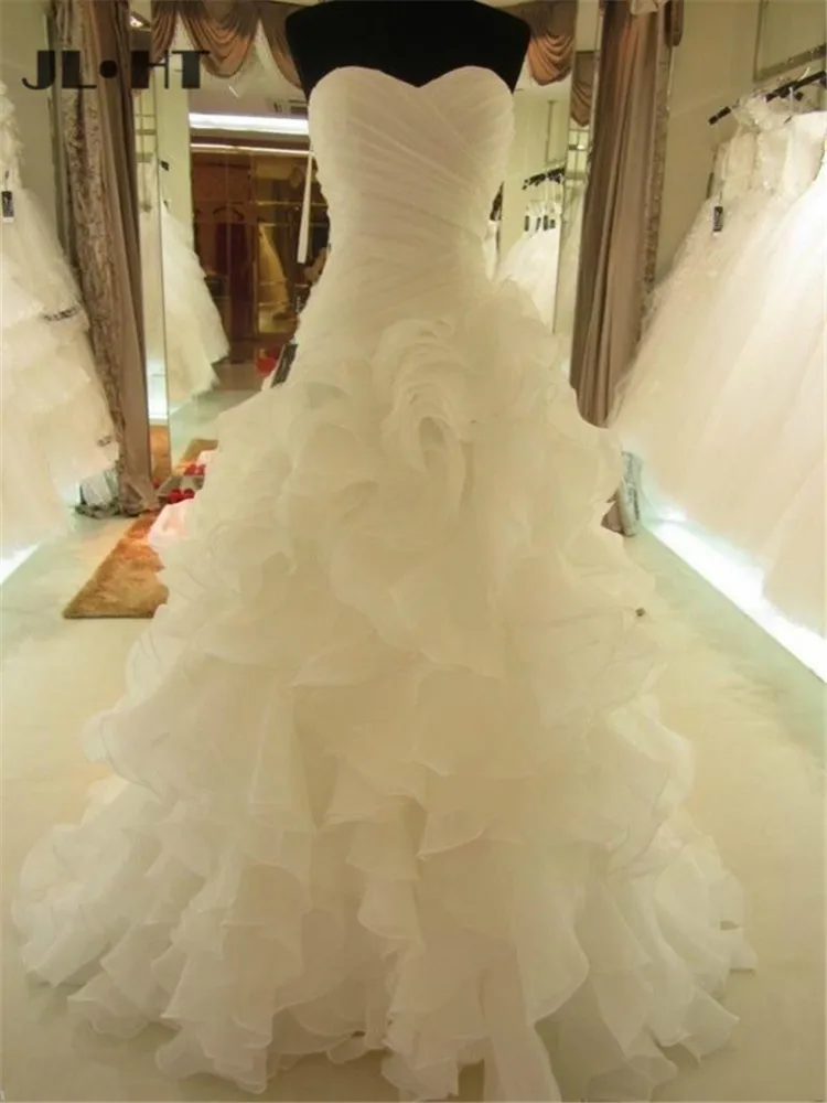 Бальное платье настоящие Свадебные платья складки вырез сердечком свадебное