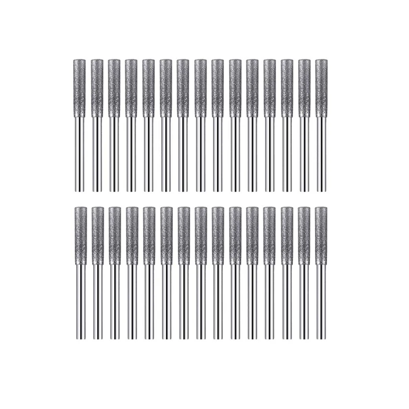 

Точилка для бензопилы SHGO HOT-30 шт., цилиндрический шлифовальный инструмент с алмазным покрытием, шлифовальные сверла, 5/32 дюйма/55 мм