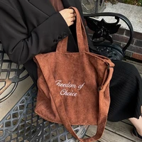 corduroy shoulder bags for women 2021 big high capacity winter female classical casual travel totes handbags purses