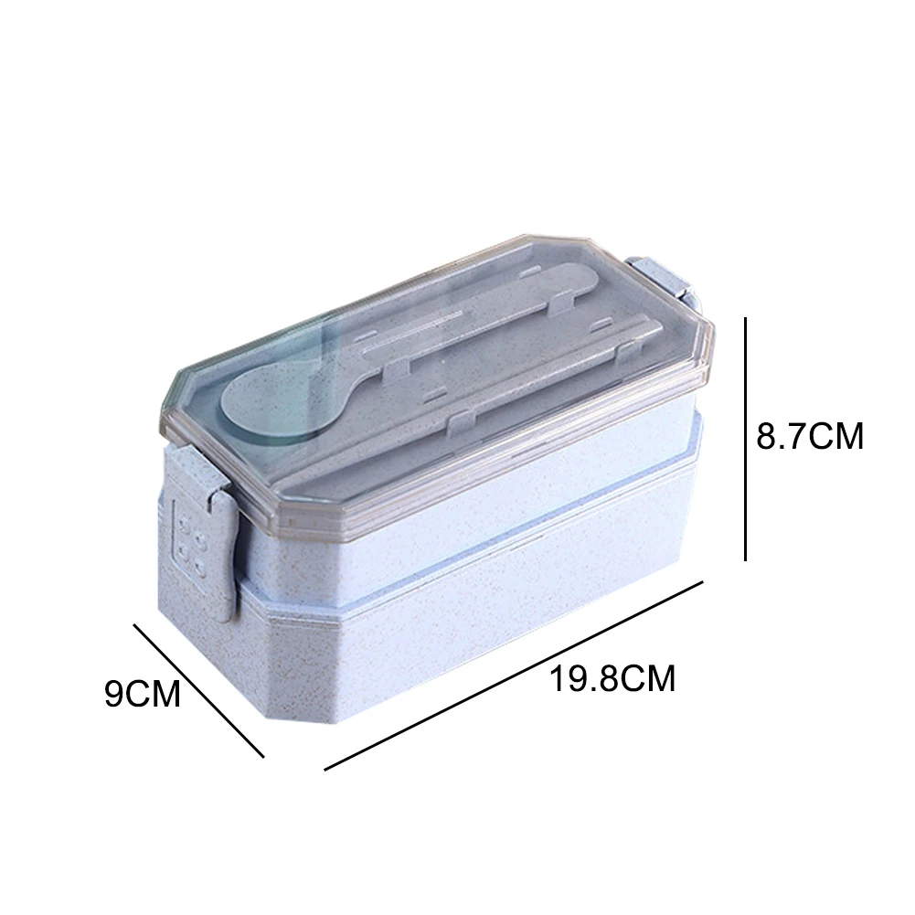 2Tier Portable Wheat Straw Kids Lunch Box for Kids Food Container Lunchbox Case Storage Organizer Bento Box Food Box Container