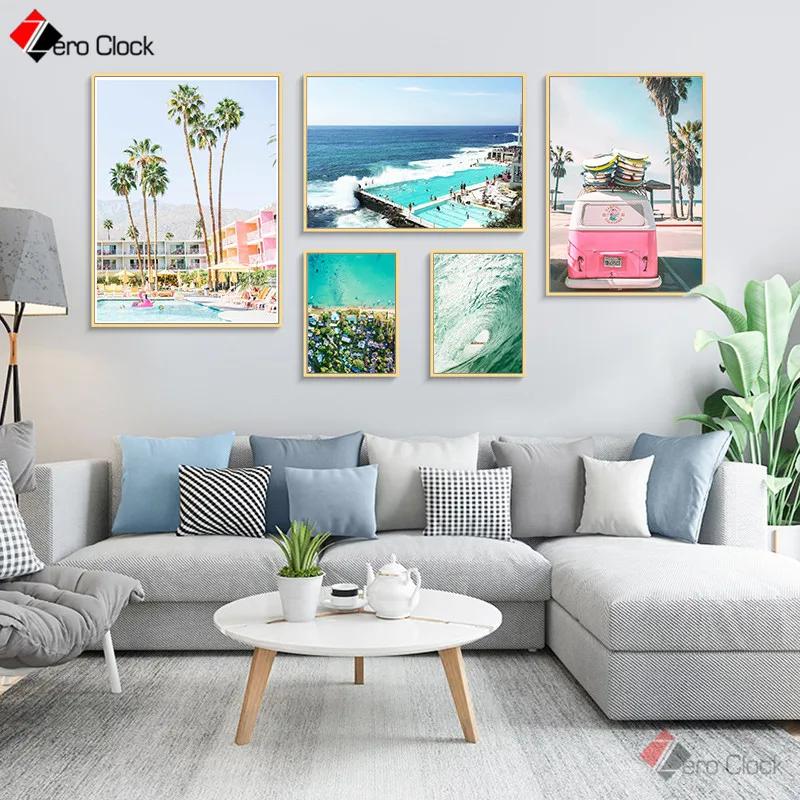 Настенный светлый постер для путешествий с изображением бережной морской