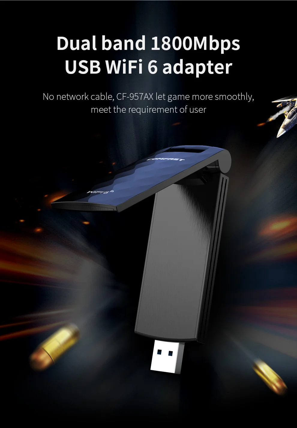 USB Wi-Fi адаптер Wifi6 1800 Мбит/с 2 4/5 ГГц беспроводной ключ 11AX * 2dBi антенна RTL8832AU сетевая