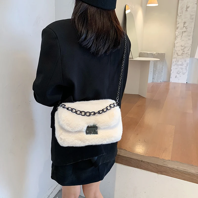 Зимняя новая сумка из искусственного кроличьего меха женские сумки через плечо с
