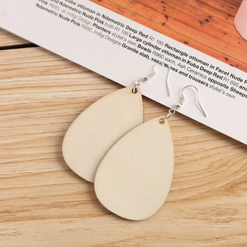 

60 Pieces Unfinished Wooden Earrings Pendants Blank Jewelry Making DIY Crafts