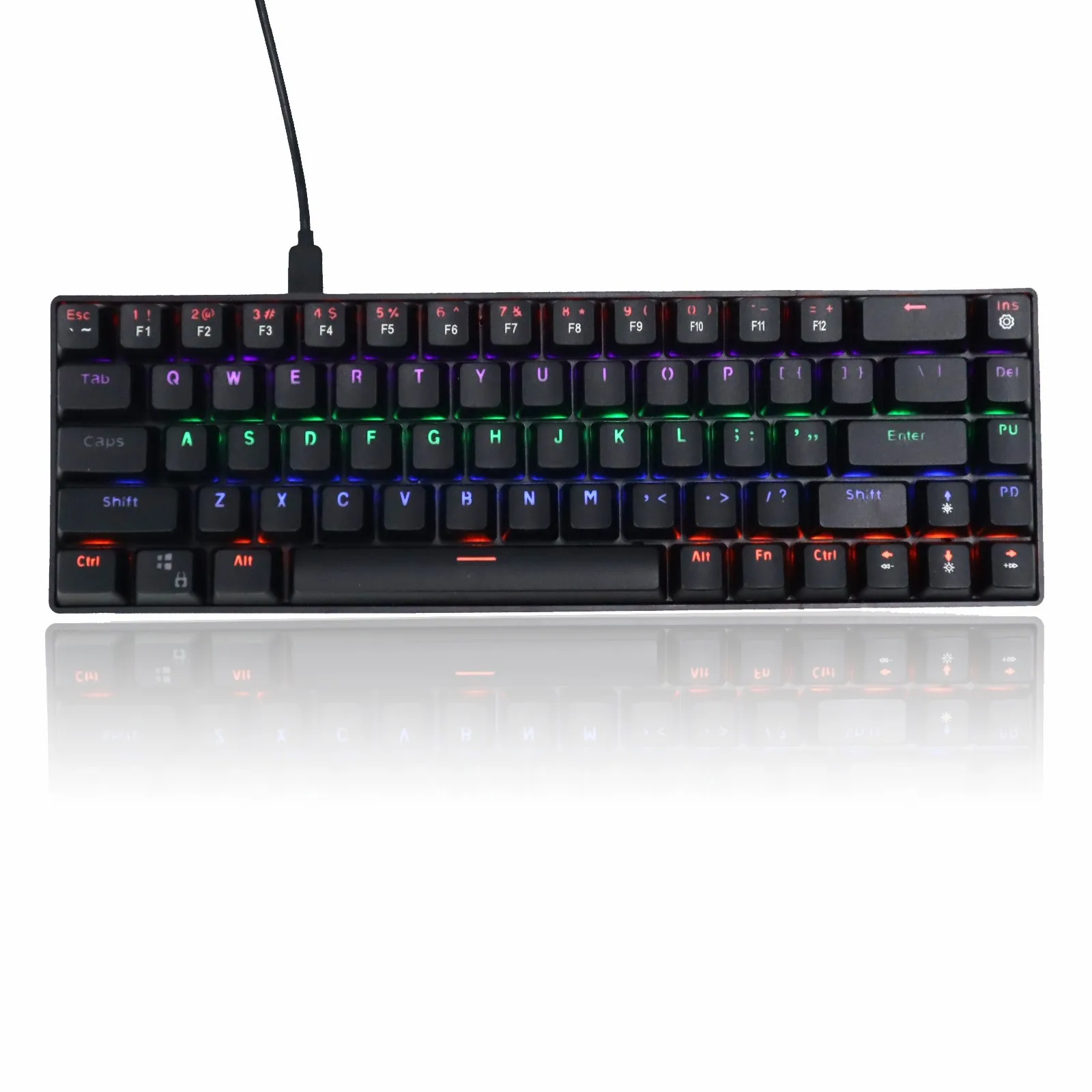 Механическая игровая Проводная клавиатура Dk68e 68 клавиш Rgb светодиодная подсветка