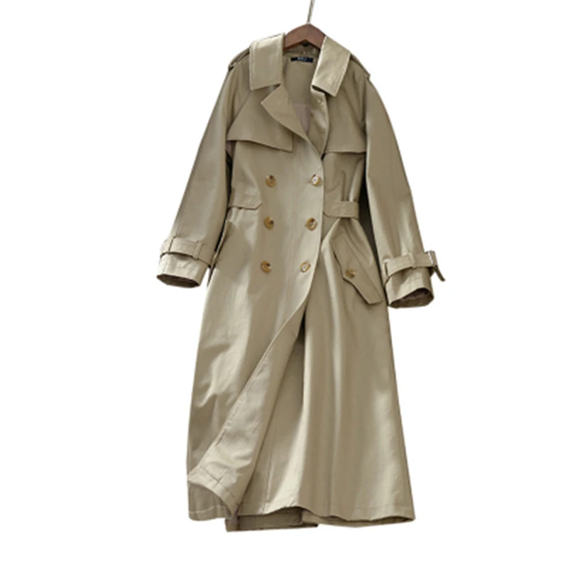 Хаки Длинный плащ женский 2020 весна осень новая Корейская одежда Модная тонкая
