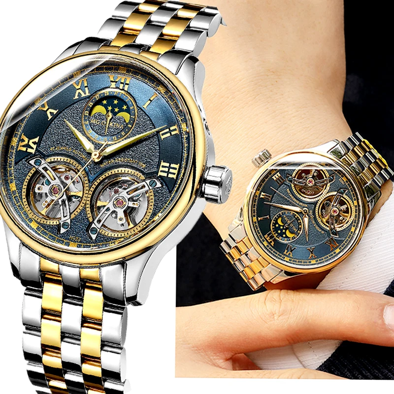 Мужские автоматические часы Montre Homme стильные деловые из нержавеющей стали с