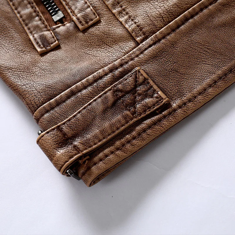 

New Winter Jacket Men Leathers Plus Velvet Windproof Motorcycle Leather Jacket Men Stand Collar Tactical PU Leather DropShipping