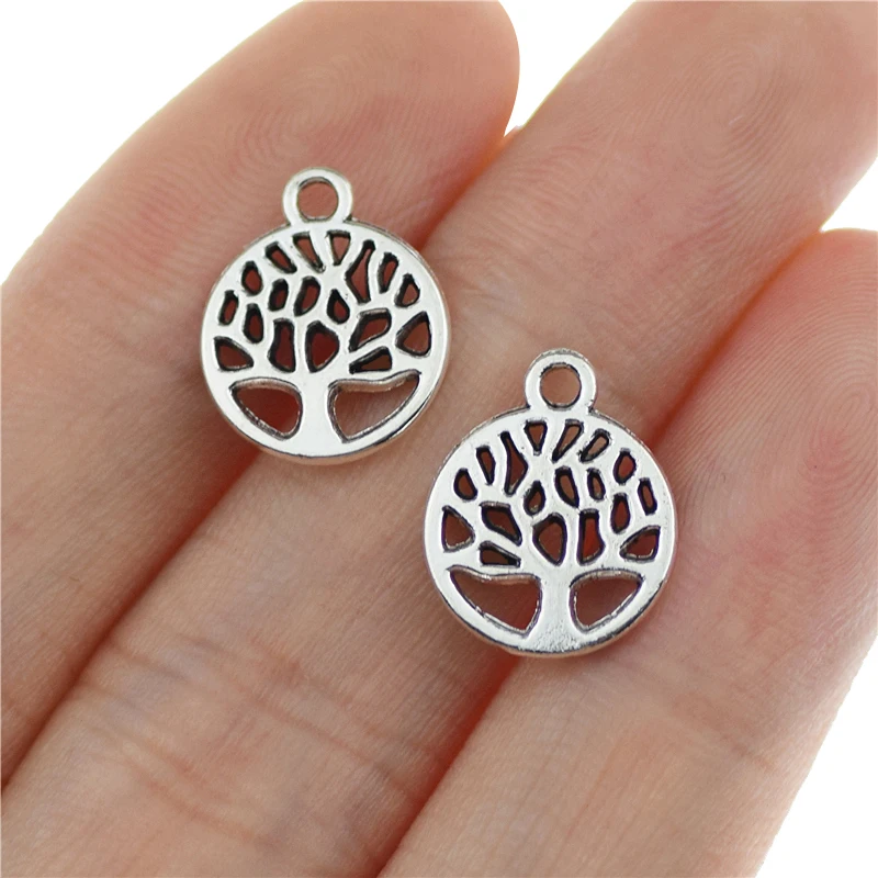 

40pcs 13x11mm Antique Silver Color Tree Charms Round Shape Tree Pendant for Jewelry Making DIY Jewelry Findings Handmade Craft