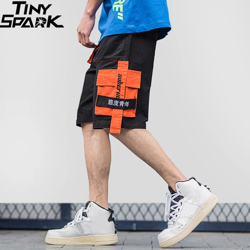 Лето 2020 Харадзюку карго шорты Kanji хип хоп Короткие уличные Мужские хлопковые