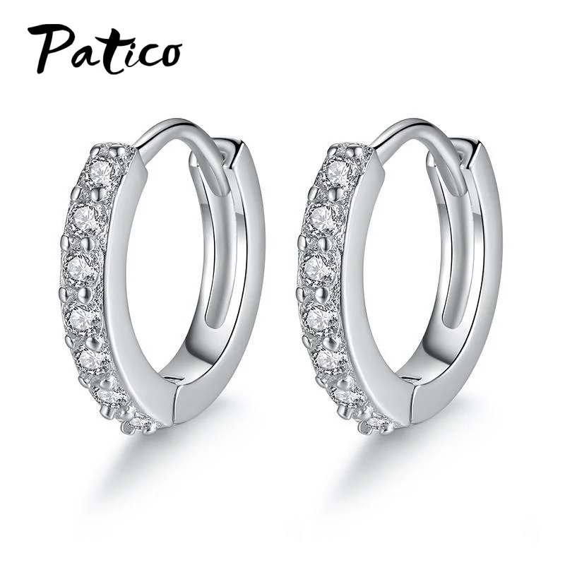 Женские круглые серьги-кольца из серебра 925 пробы с фианитами | Украшения и