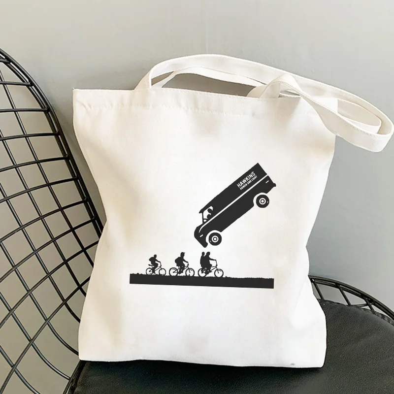 Простая повседневная Холщовая Сумка на плечо с надписью Stranger Things Vogue Harajuku сумка