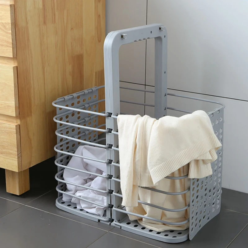 

Floor-Standing Foldable Laundry Hamper with Handle Hollow Dirty Clothes Storage Basket Laundry Basket