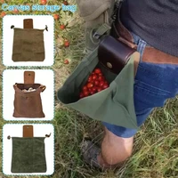 leather bushcraft bag canvas foraging fruit picking pouch storage bags with easy looping around belts for camping hiking 2321cm