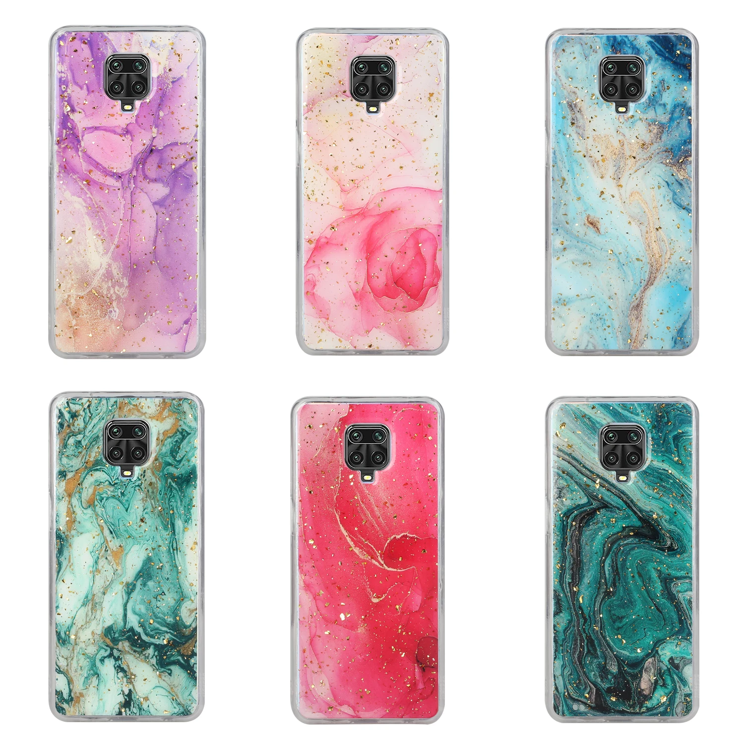 

Fashion Luxury Glitter Gold Foil Marble Phone Case For Xiaomi Redmi Note 9 9S Pro MAX Bring Stone Texture Shockproof Back Cover