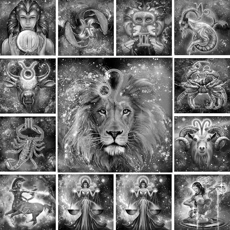 12 знаков зодиака алмазная живопись вышивка крестиком созвездие мозаика подарок
