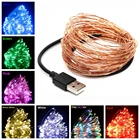 Гирлянда с проводами длиной 1-20 м для украшения дома, Рождества, свадьбы, вечеринки, питание от USB, новый год 2021, светящиеся украшения