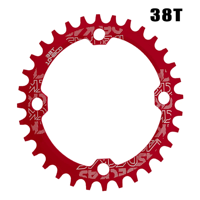 oval 38T red 104BCD овальная цепь колеса узкая широкая цепь MTB болты горный велосипед 32T 34T 36T 38T шатуны один зуб пластина часть - Цвет: oval 38T red