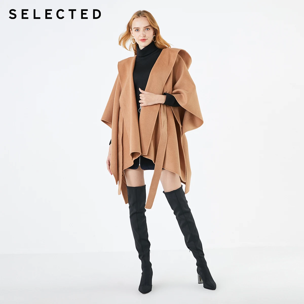 Женское шерстяное пальто с капюшоном силуэт силуэта SIG | 419427503|Женские пальто|