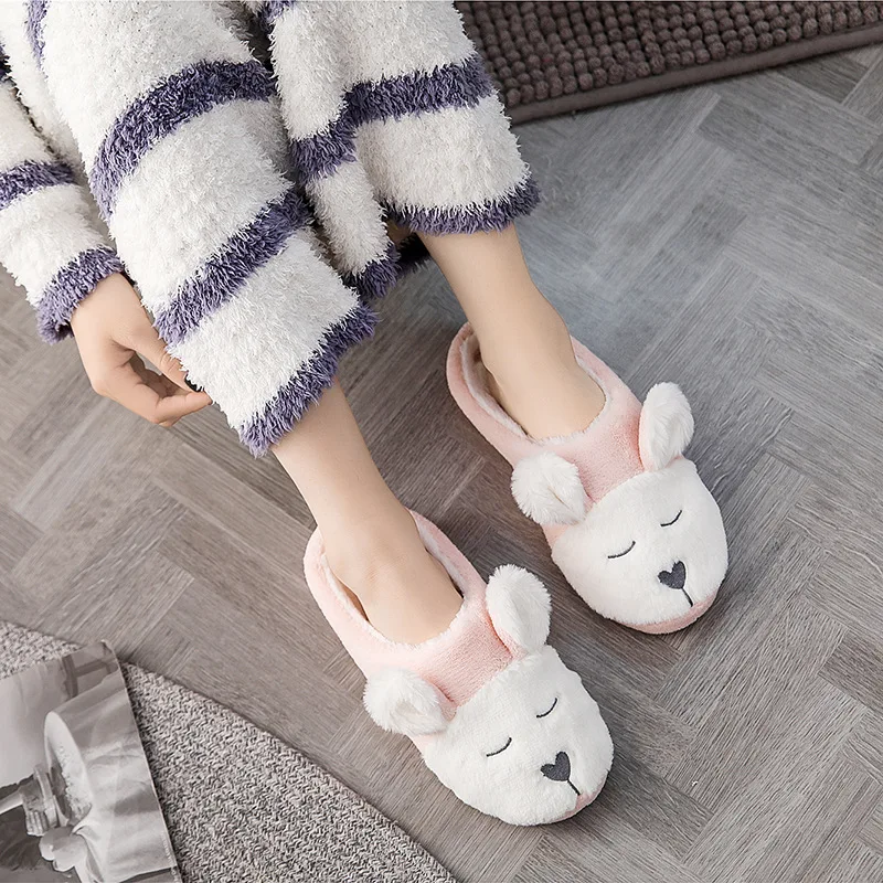 Тапки женские плюшевые в японском стиле мягкие зимние теплые домашние тапочки