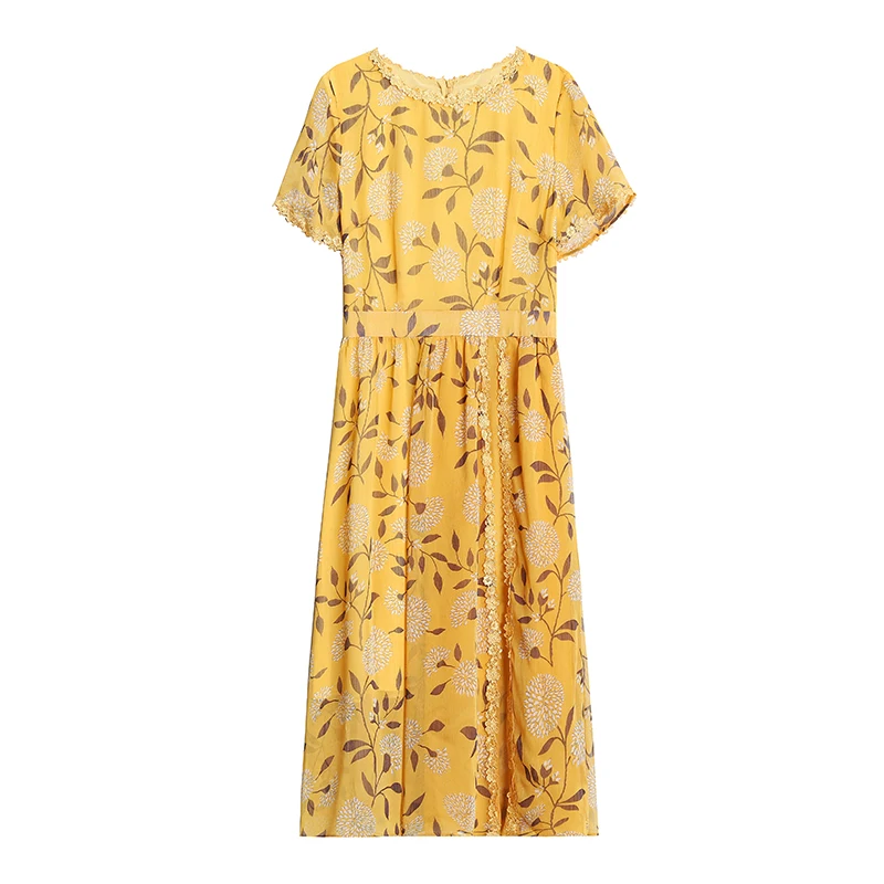Женское шифоновое платье с коротким рукавом Платье До Колена цветочным принтом