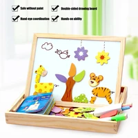educational magnetic box with whiteboard and chalkboard jigsaw board wooden puzzle toy lbv