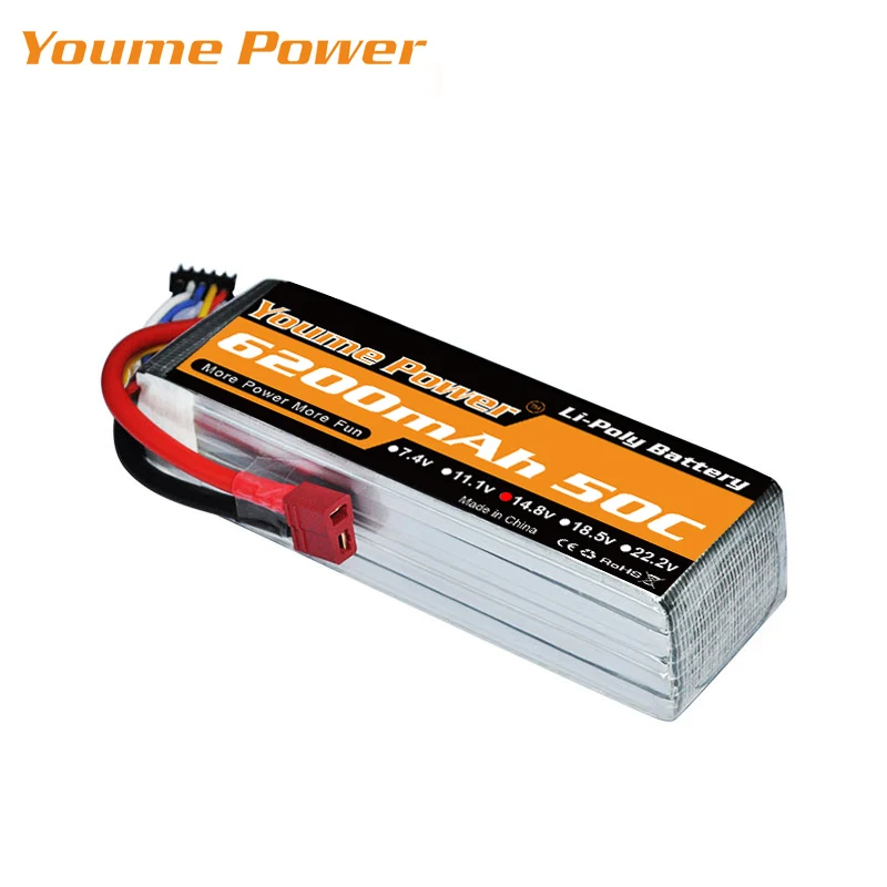 YOUME 2S 3S Lipo 7 4 V 11 1 6200mah 4S 14 8 6S 22 2 XT60 XT90 аккумулятор 50C 18 5 5S для радиоуправляемых