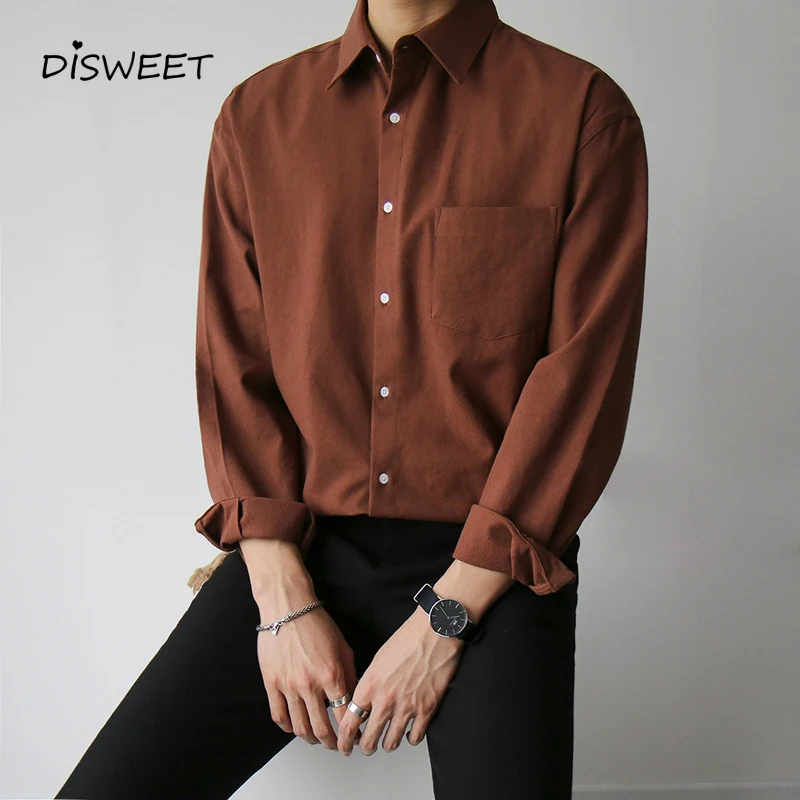 Мужская полосатая рубашка в стиле ретро с круглым вырезом Корейская Свободная