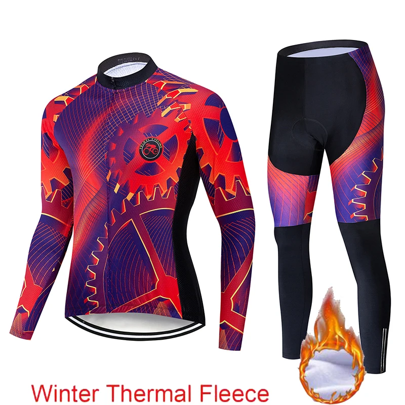 Ropa ciclismo теплая Зимняя Теплая Флисовая велосипедная одежда, мужская Трикотажная одежда, костюм для езды на велосипеде, MTB Одежда, комбинезон, комплект - Цвет: cycling set 8
