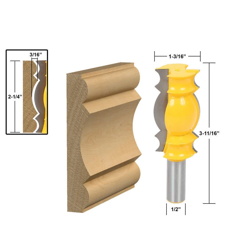 

Фреза для резьбы по дереву, хвостовик 1/2 дюйма, 12,7 мм, 1 шт.