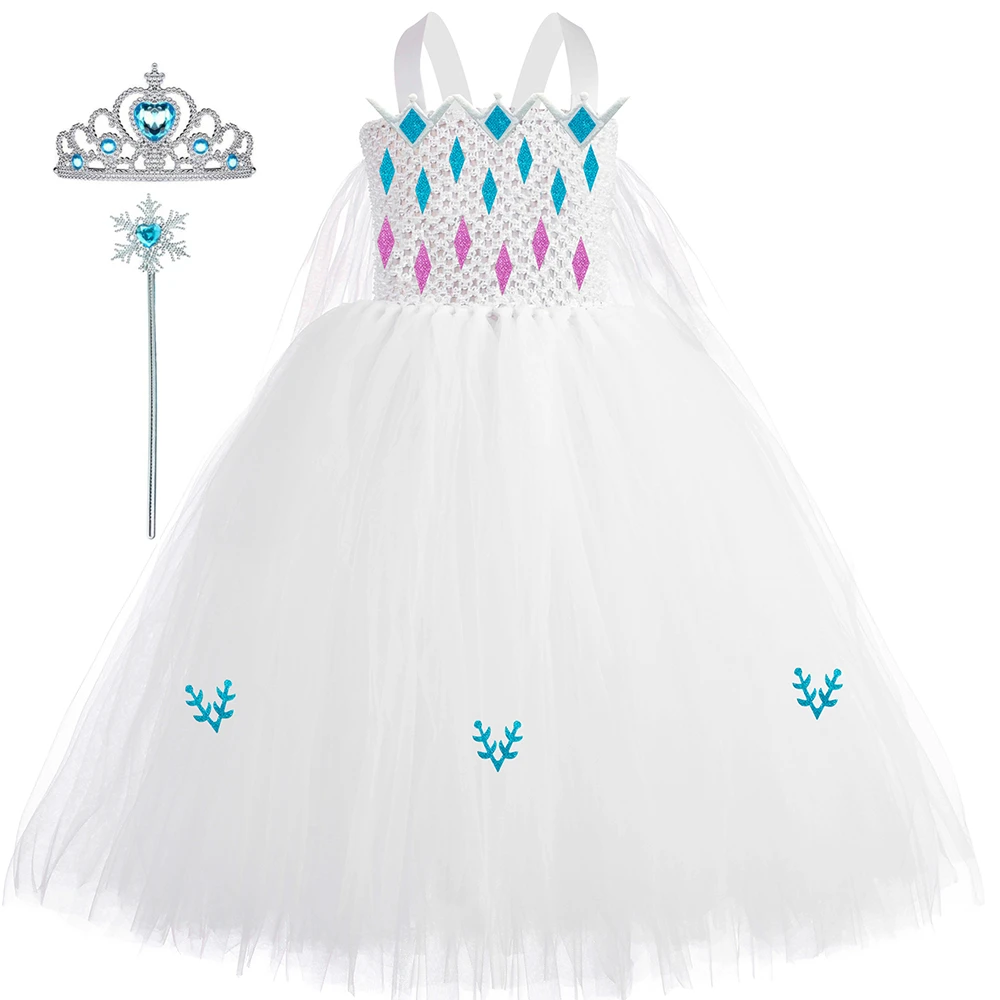 Новое платье пачка Эльзы детские платья из тюля для девочек костюм Снежной