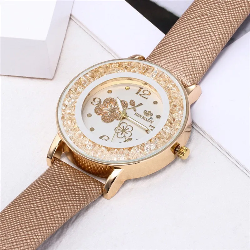 Fashion 2019 Simple Flower Inlaid Rhinestone Belt Watch Ladies Quartz Gift Wristwatch Clock High Quality WD | Наручные часы