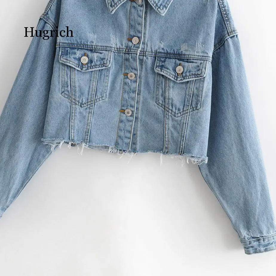 

Fashion Women Blue Denim Jeans Jackets 2021 Streetwear Pocket Casual Pockets Coat Ladies Short Style Tops