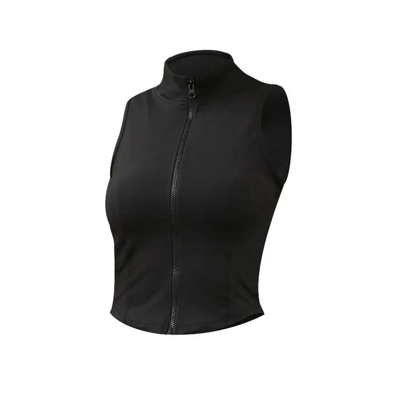 

Fitness Clothes Vest Zipper Quick Drying Breathable Sleeveless Running Jacket Yoga Shirt Women Workout Sports Tops