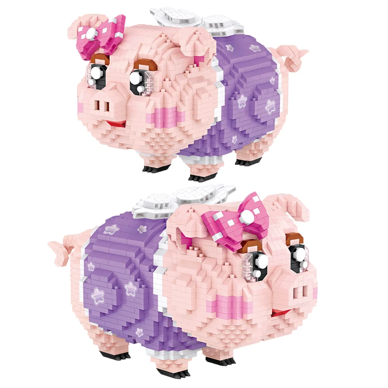 2050 шт алмазные блоки Копилка свинка строительные модель микро розовый Материал
