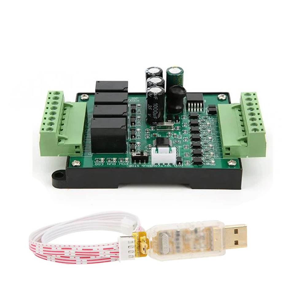 

PLC Programmable Logic Controller FX2N-10MR 32-bit Industrial Control Board Relay Module With USB To TTL Cable For Mitsubishi