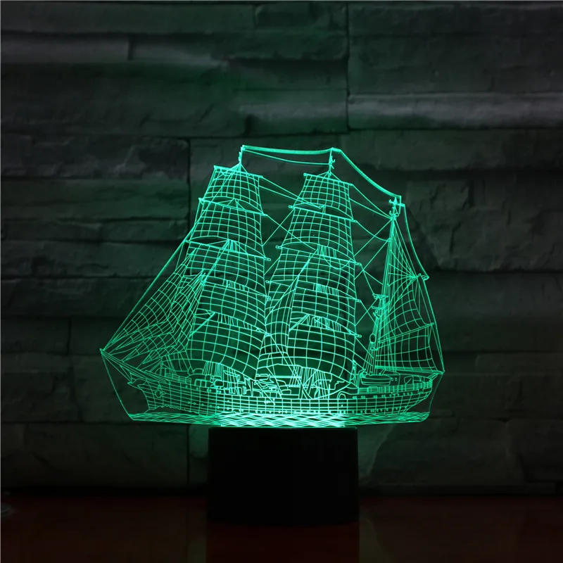 Хит продаж светодиодная лампа 3D в китайском стиле древнее парусное судно корабль