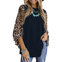 fashion leopard printing half sleeve round neck t shirt tops ladies leisure loose t shirts autumn pullovers top ropa mujer