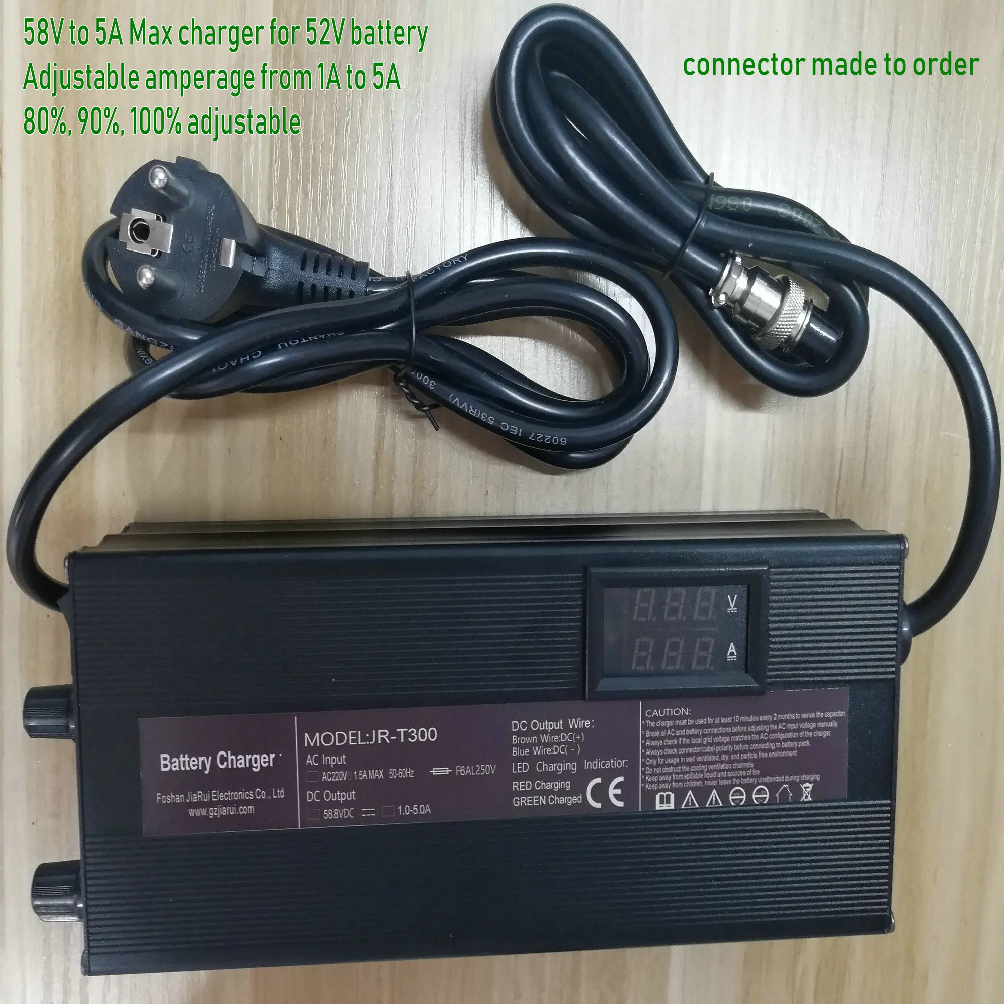 Зарядное устройство 48v52v60v 1-5A с цифровым напряжением+ токовым дисплеем+ кнопкой регулировки тока+ частичная зарядка частей электрического скутера
