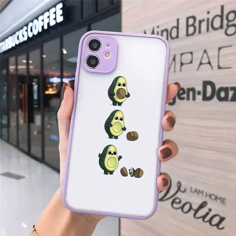 

cute cartoon Avocado Phone Case Matte Transparent for iPhone 7 8 11 12 s mini pro X XS XR MAX Plus cover funda
