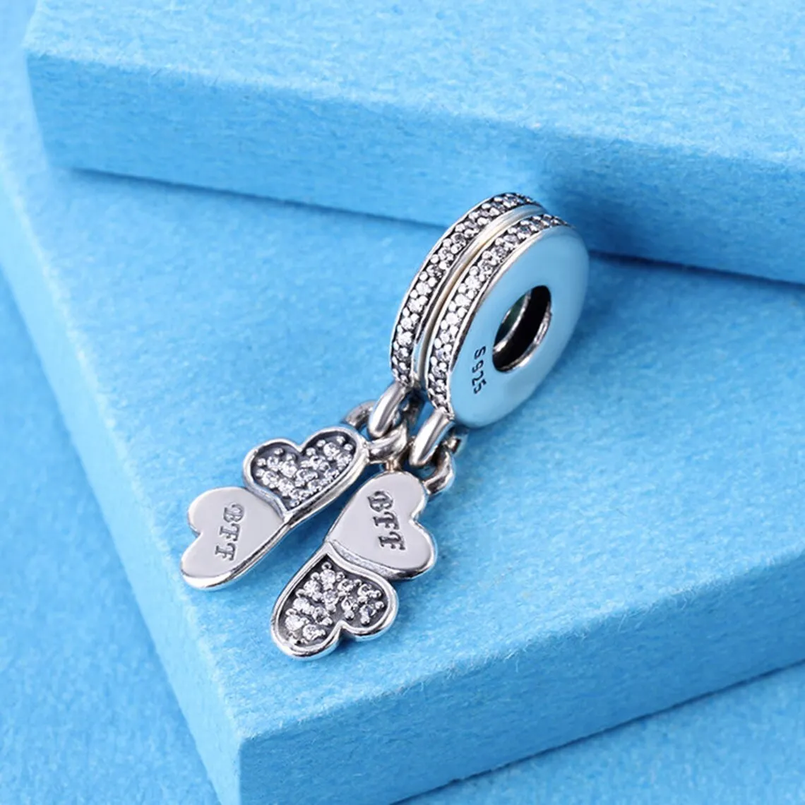 

925 Sterling Silver Best Friends Forever Dangle Charm Bead Fits All European Pandora Bracelets Necklaces