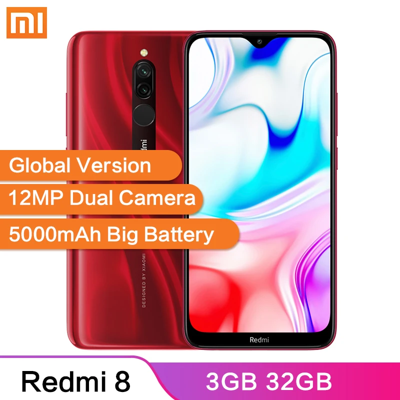 Смартфон Xiaomi Redmi 8 с глобальной версией 3 ГБ 32 аккумулятор 5000 мА/ч быстрая зарядка