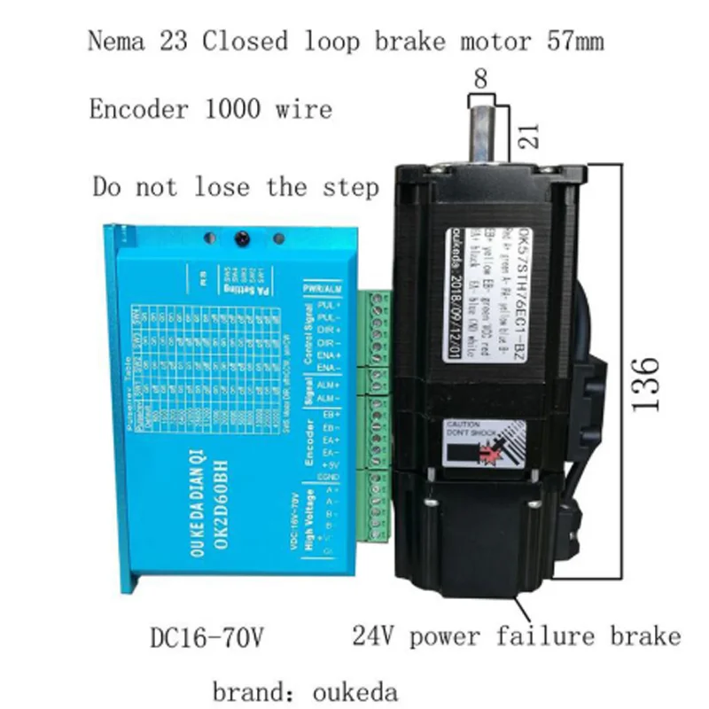 

Nema 23 Closed Loop servo motor 57mm body length 57 Closed Loop stepper motor Encoder 1000 line