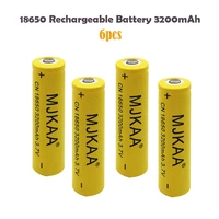 6pcs 100 new original ncr18650b 3 7v 3200mah 18650 yellow lithium rechargeable battery flashlight batteries