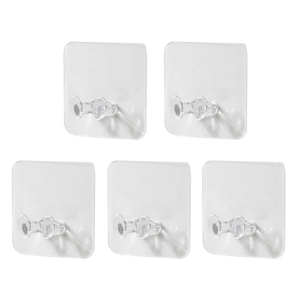 

5pcs Transparent Plug Hook Rack Office Home Strong Self Adhesive Wire Bracket Hook Punch Free Hanger Socket Holder Accessories