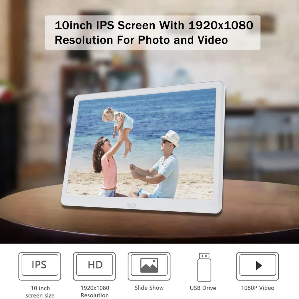 

10-дюймовая HD Цифровая фоторамка 1024x600 HD ультратонкий светодиодный электронный фотоальбом ЖК фоторамка ЖК-дисплей Воспроизведение видео