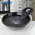 ZAPPO Ванная комната Водопад закаленное стекло Столешница умывальник раковина Искусство Ручная роспись умывальник раковина ванная комната смеситель