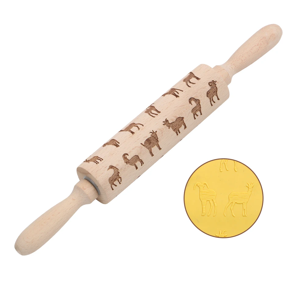 Скалка Для Тиснения динозавр корова овца свинья в форме костей узоров деревянная