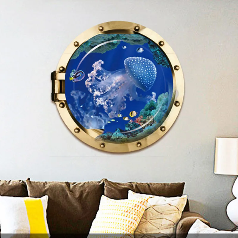 3D Медуза черепаха подводная лодка настенная наклейка s детская комната оконная